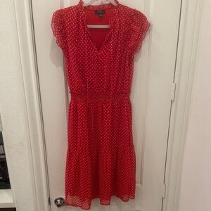 Haver London Red and White Midi Dress